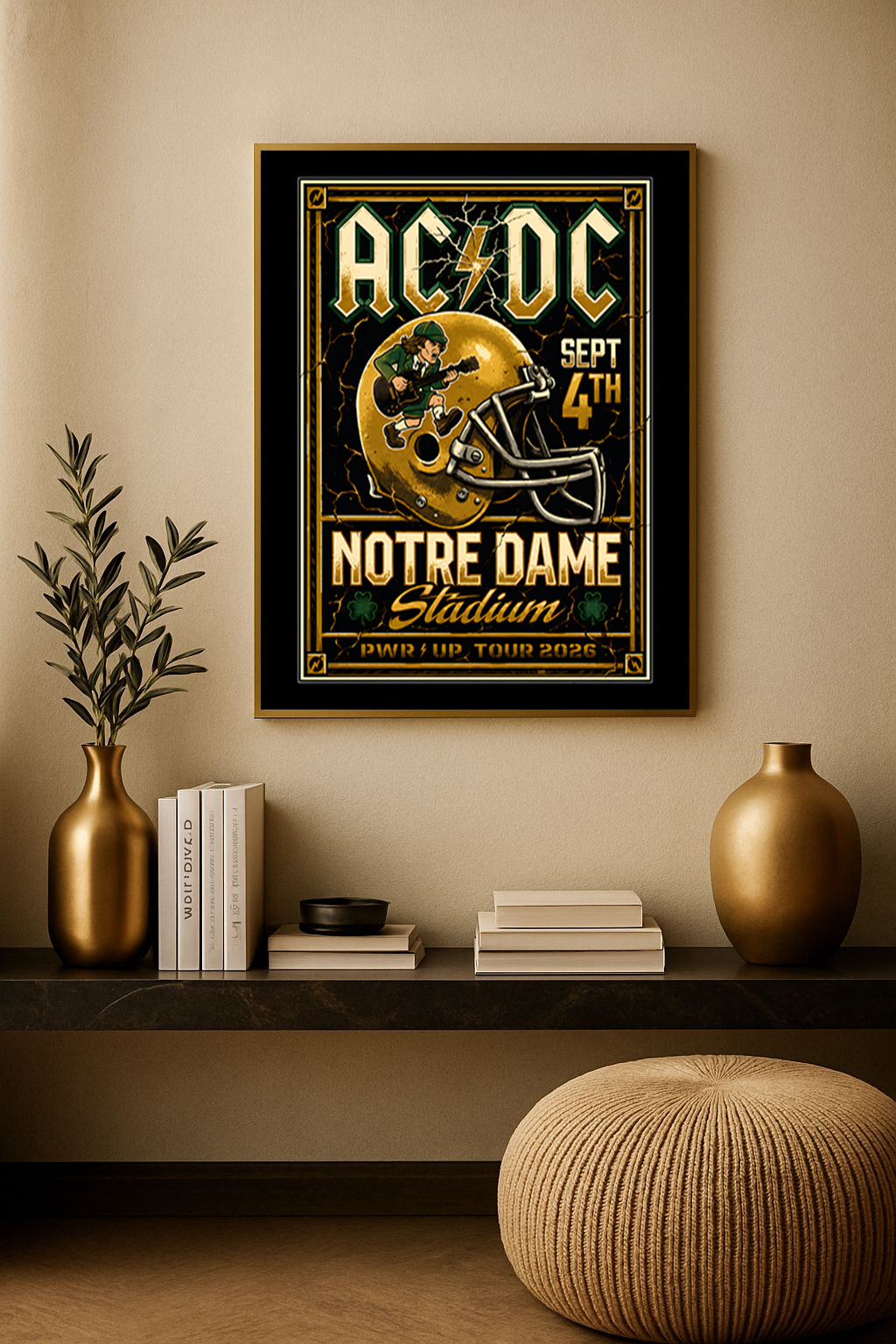 AC/DC PWR UP – Notre Dame 2026 Event Poster – Notre Dame Stadium South Bend IN Sept 4 Canvas Print