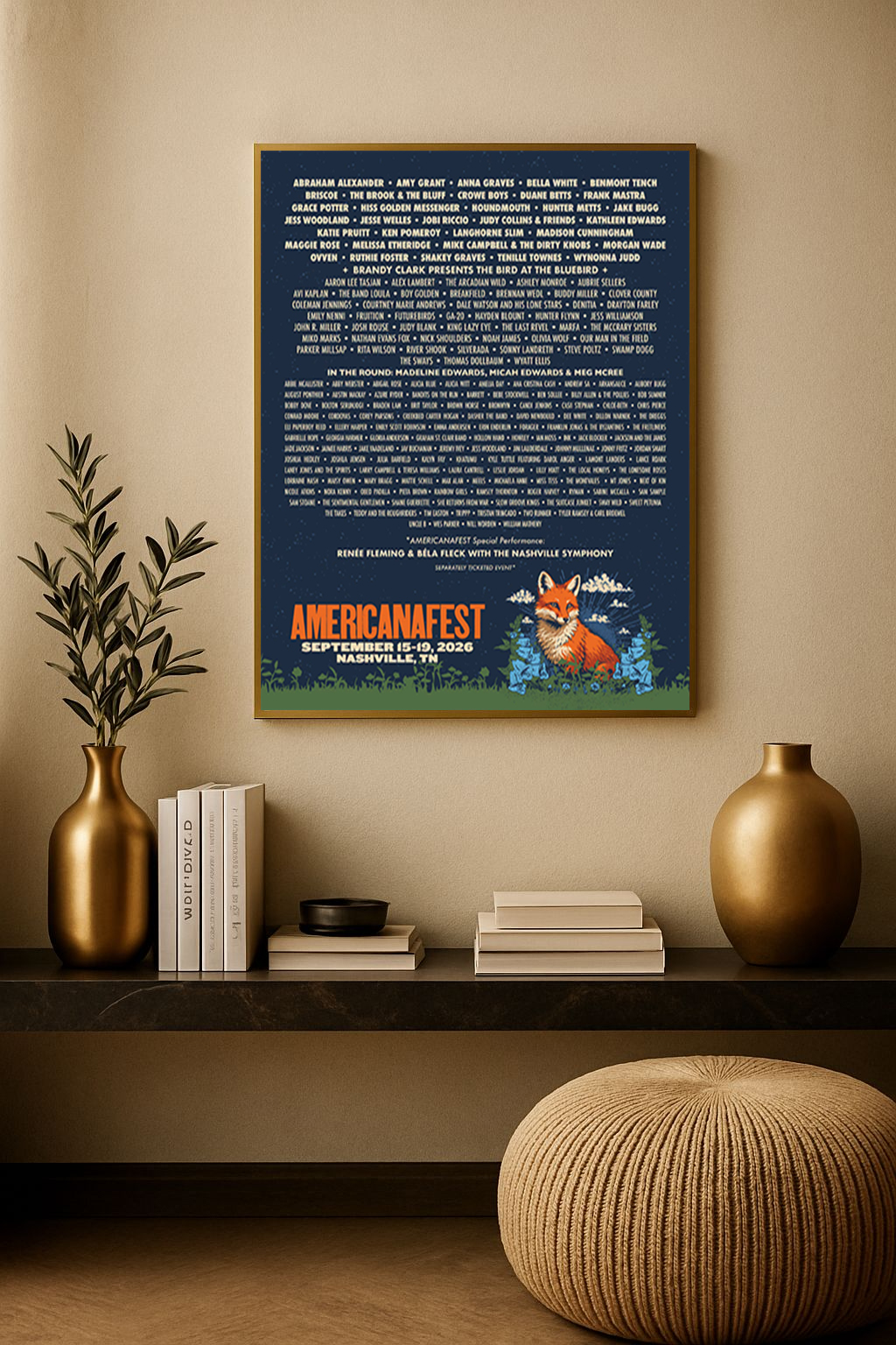 AmericanaFest 2026 – Full Lineup Poster – Nashville TN Sept 15–19 Canvas Print