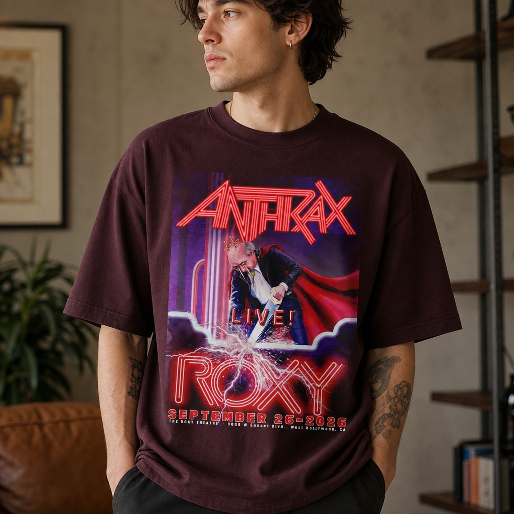Anthrax Live at The Roxy 2026 T-Shirt – West Hollywood Sept 26 Concert Tee 1