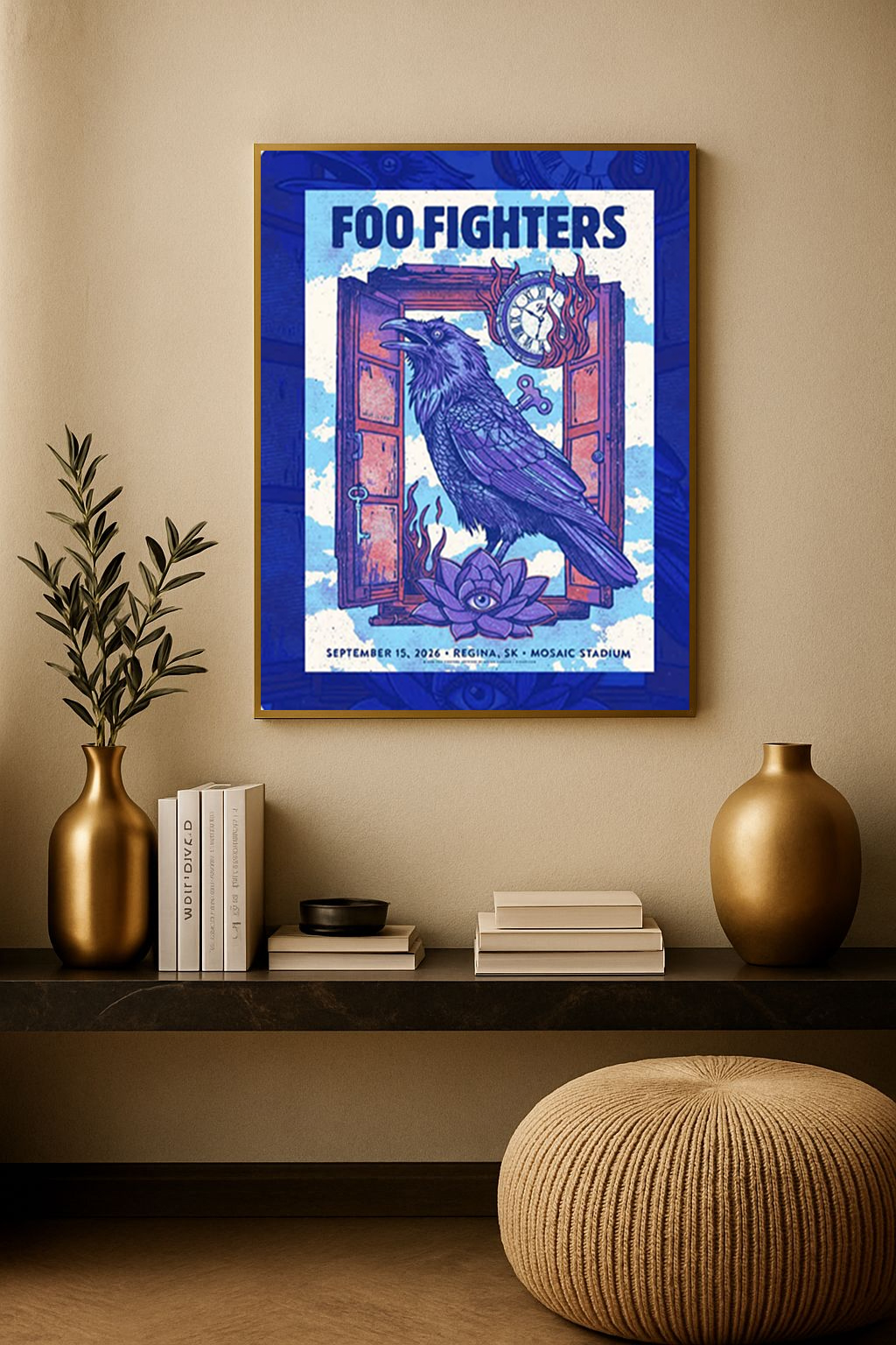 Foo Fighters Mosaic Stadium 2026 Poster – Regina SK Sept 15 Canvas Print 1