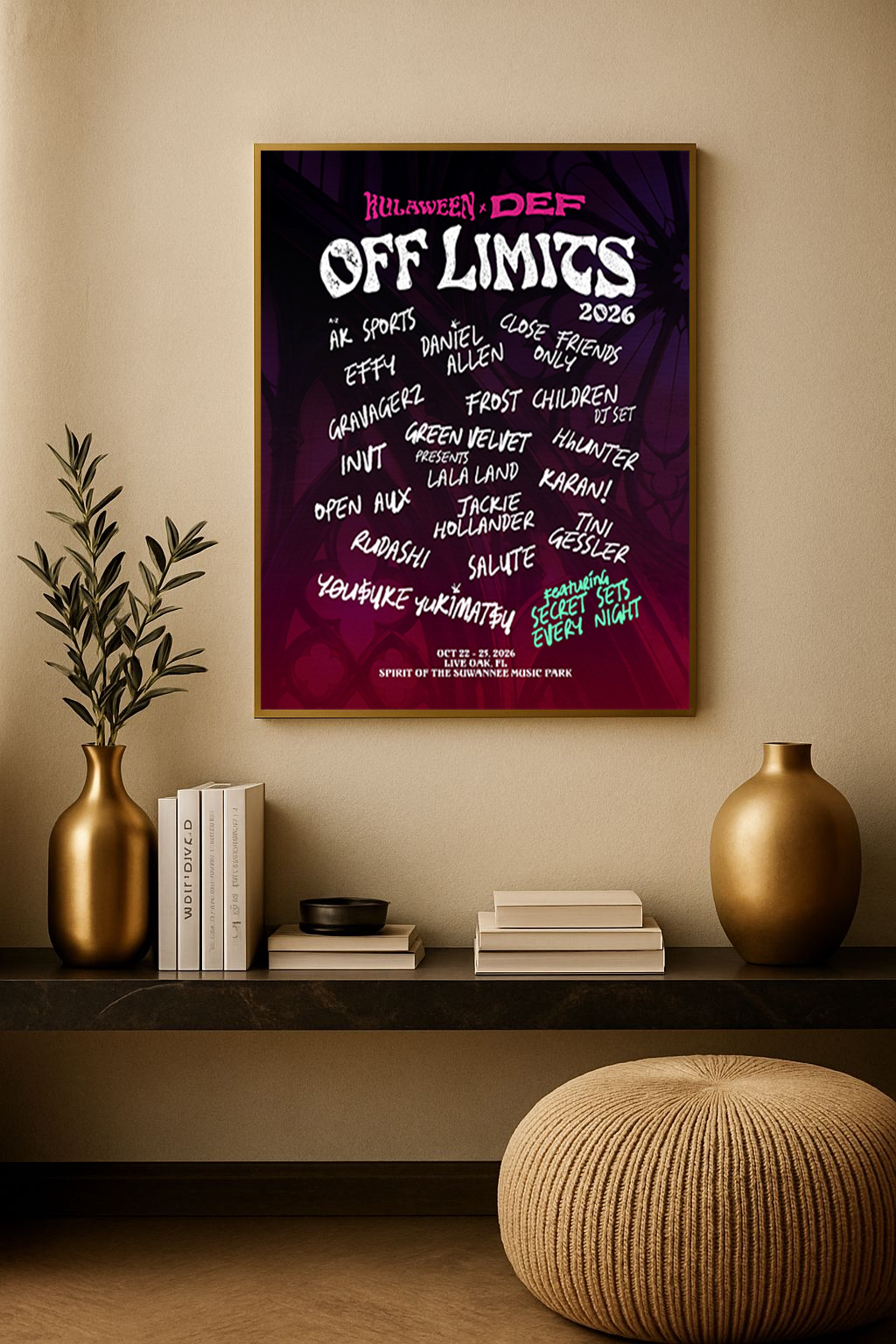Hulaween x DEF: Off Limits 2026 Poster – Suwannee Music Park Oct 22–25 Canvas Print 1