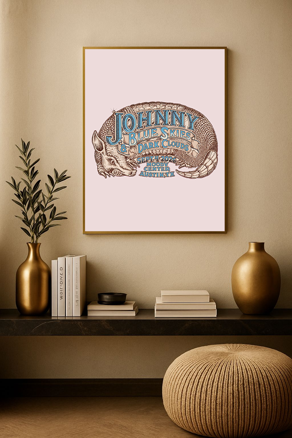 Johnny Blue Skies – Austin 2026 Event Poster – Moody Center Sept 4 Canvas Print