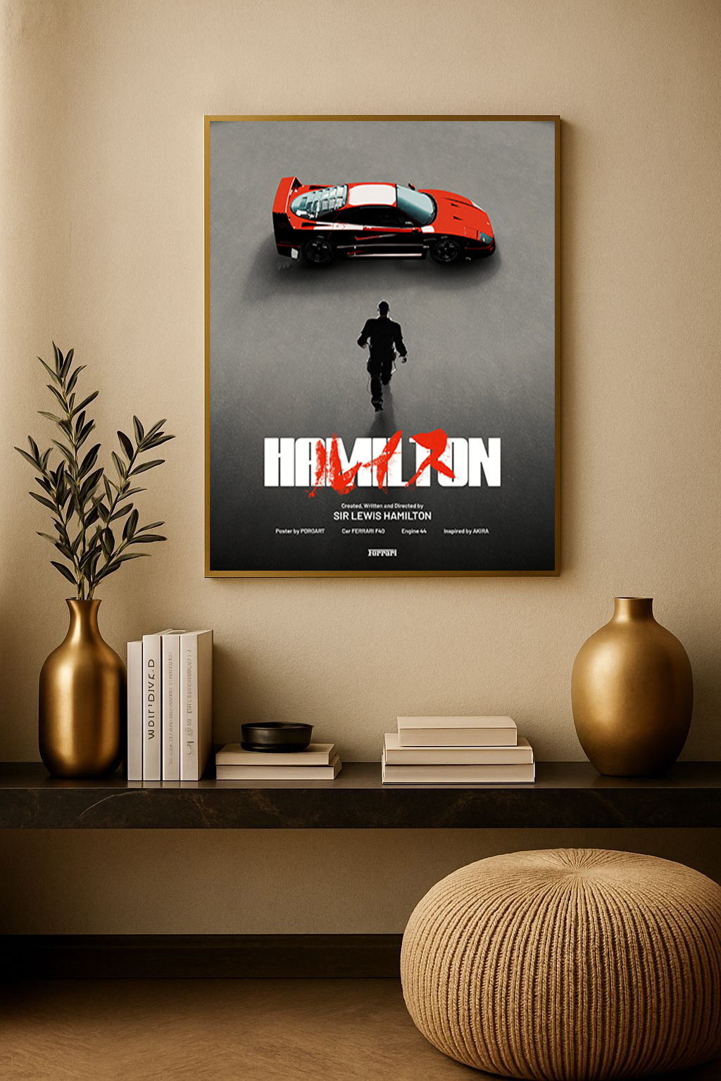 Lewis Hamilton x Ferrari F40 – AKIRA-Inspired Poster Canvas Print
