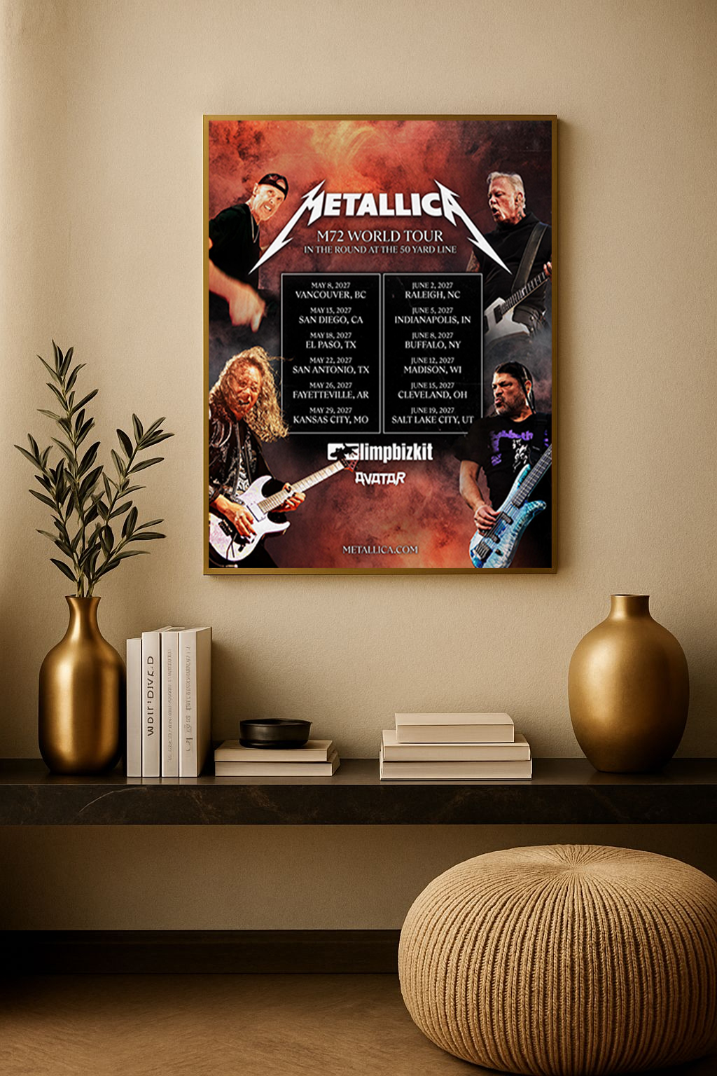 Metallica M72 World Tour 2027 North America Dates Poster Canvas – In-the-Round Stadium Wall Art 1