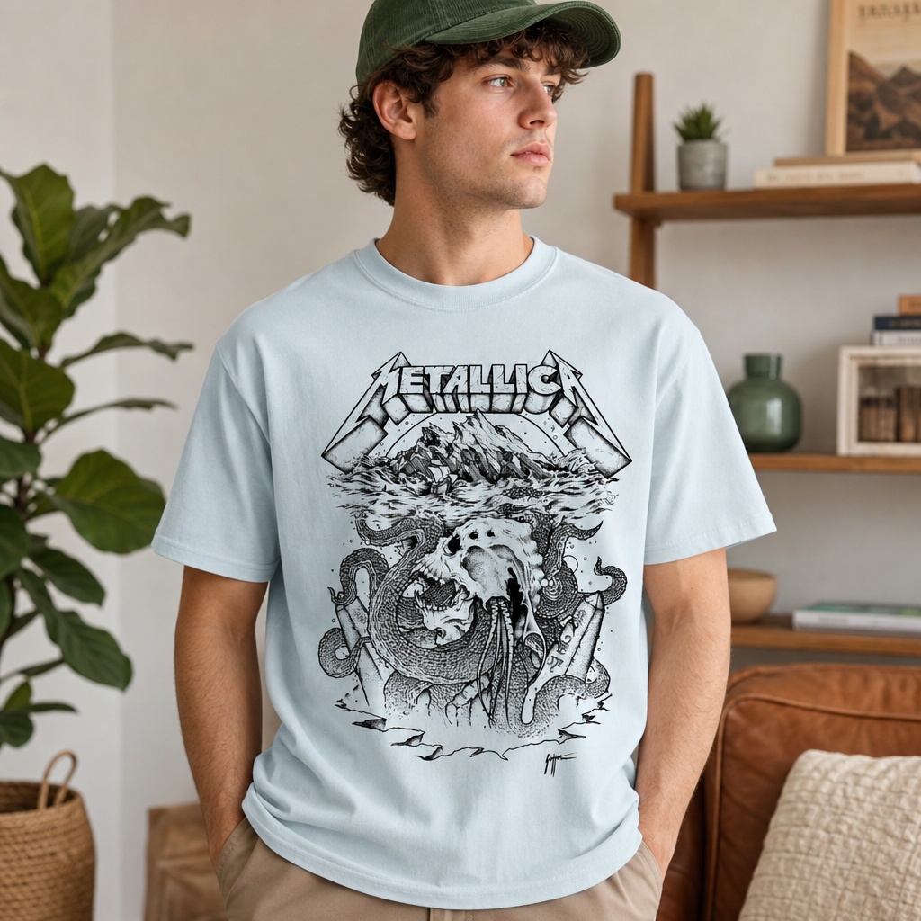 Metallica “The Call of Ktulu” Black & White Art T-Shirt – Gothic Heavy Metal Graphic Tee 1