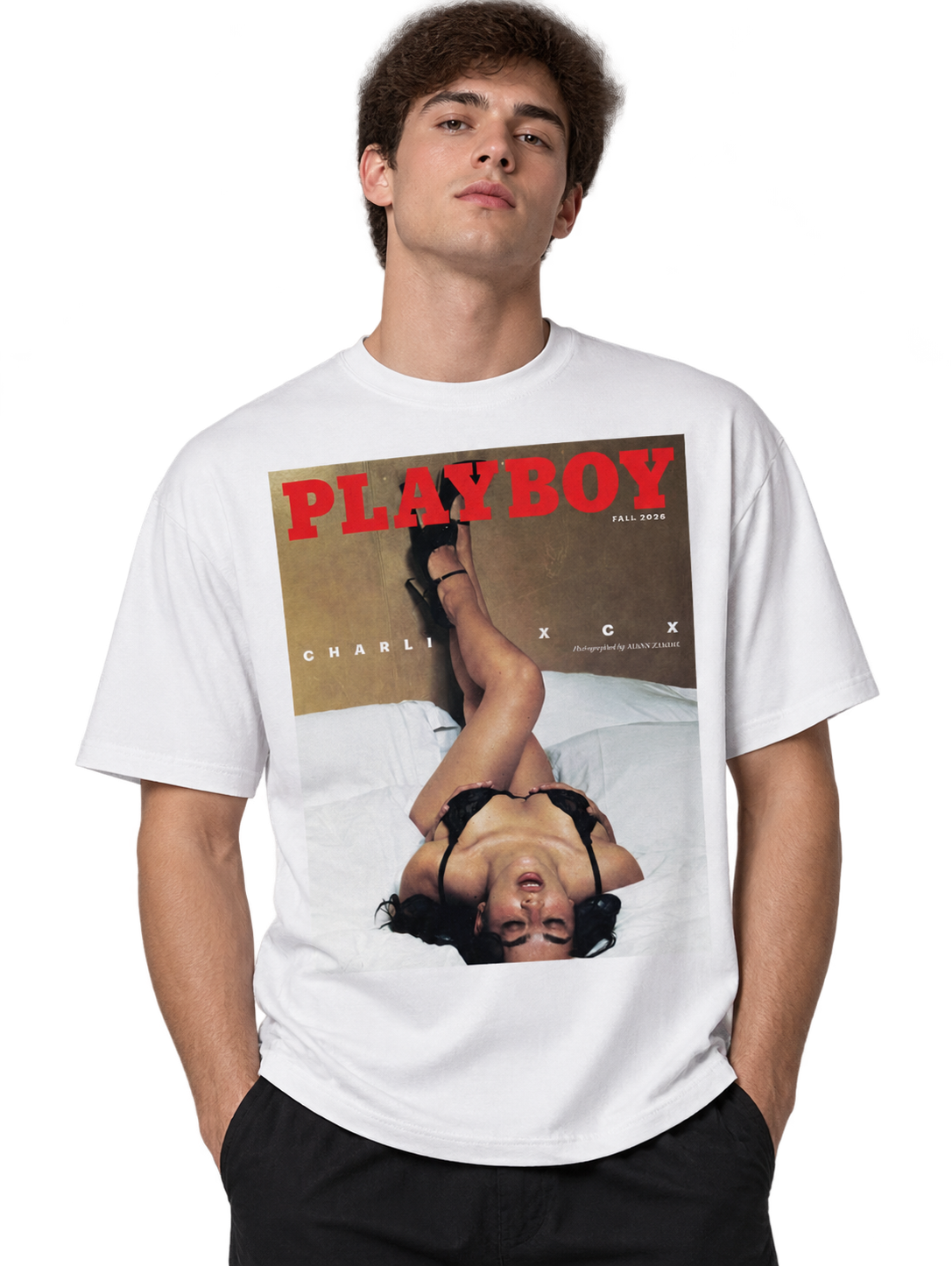 Official Charli XCX Playboy Cover Vintage Graphic T-Shirt - Unisex Heavyweight Tee 1