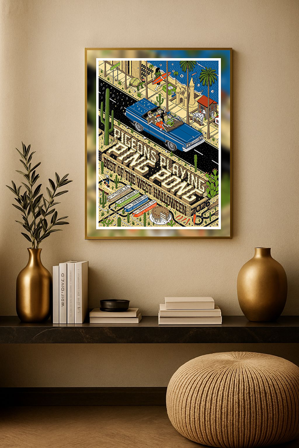 Pigeons Playing Ping Pong – Best of the West Halloween 2026 West Coast Run Poster – AZ & CA Oct 29–Nov 1 Canvas Print