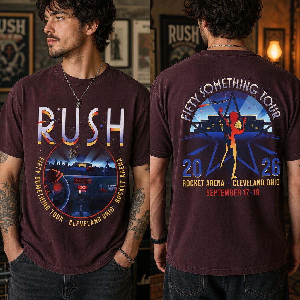 Rush Fifty Something Tour 2026 Tee – Rocket Arena Cleveland Sept 17 & 19 Two-Sided T-Shirt