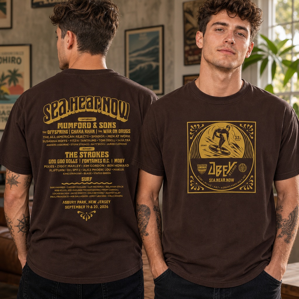 Sea.Hear.Now x Obey 2026 Lineup T-Shirt – Asbury Park NJ Sept 19–20 Festival Tee 1