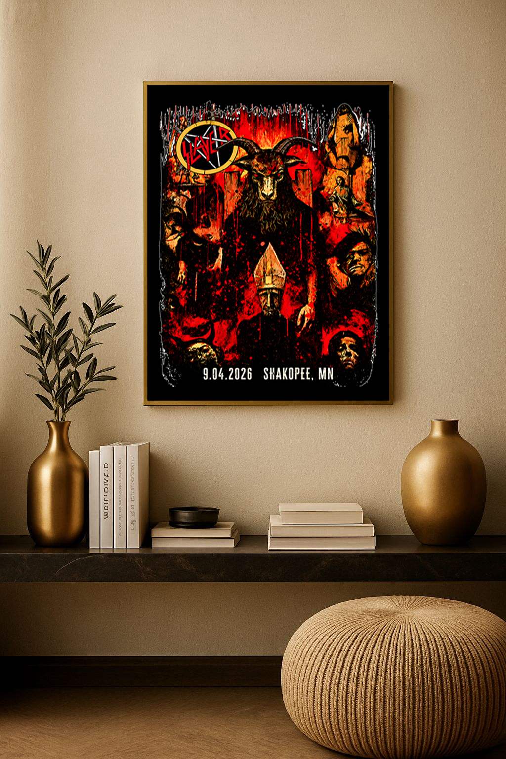 Slayer – Shakopee 2026 Exclusive Merch Poster – Reign in Blood 40th Anniversary Tour Sept 4 Canvas Print