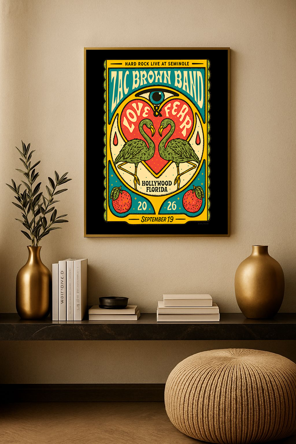 Zac Brown Band – Hollywood FL 2026 Event Poster Canvas (Hard Rock Live at Seminole, Sept 19)